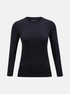 Black Women Peak Performance Magic Crew Base Layer | US-VOPWY1853