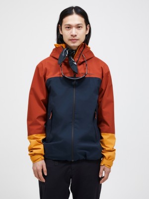 Navy / Brown Orange Men Peak Performance Trail Hipe Shell Jacket | US-HOLRW8031