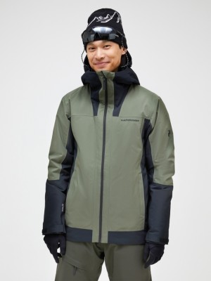 Olive Men Peak Performance Rider Tech Insulated Ski Jacket | US-PTQYJ9176