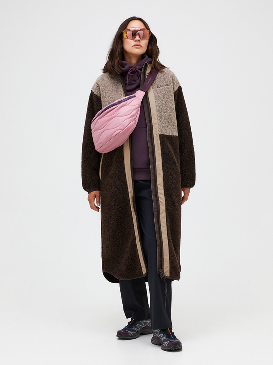 Beige / Dark Brown Women Peak Performance Heavy Pile Oversized Long Knitwear | US-SAPCQ0657