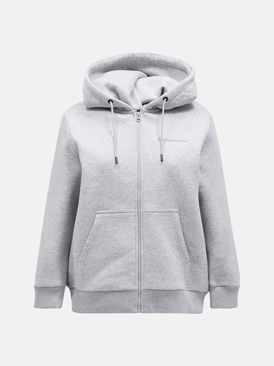 Grey Women Peak Performance Original Small Logo Zip Hoodie | US-QVNKY7042