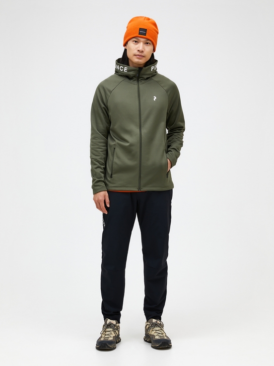 Olive Men Peak Performance Rider Zip Hood Midlayers | US-NEFBC7328