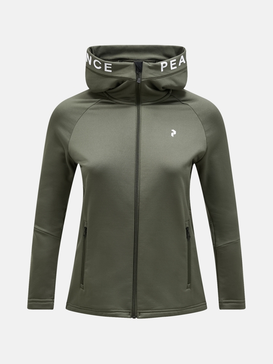 Olive Women Peak Performance Rider Zip Hood Midlayers | US-DMKSF2548