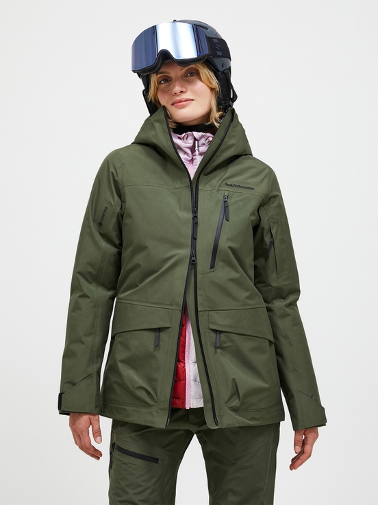 Olive Women Peak Performance Vertical Gore-tex 3l Shell Ski Jacket | US-EYZXK8435