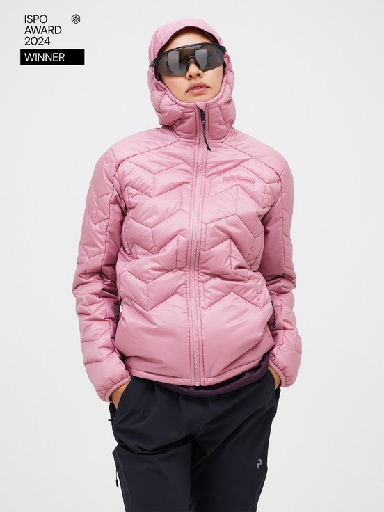 Pink Women Peak Performance Elevate Hood Winter Jacket | US-SQDHX6782