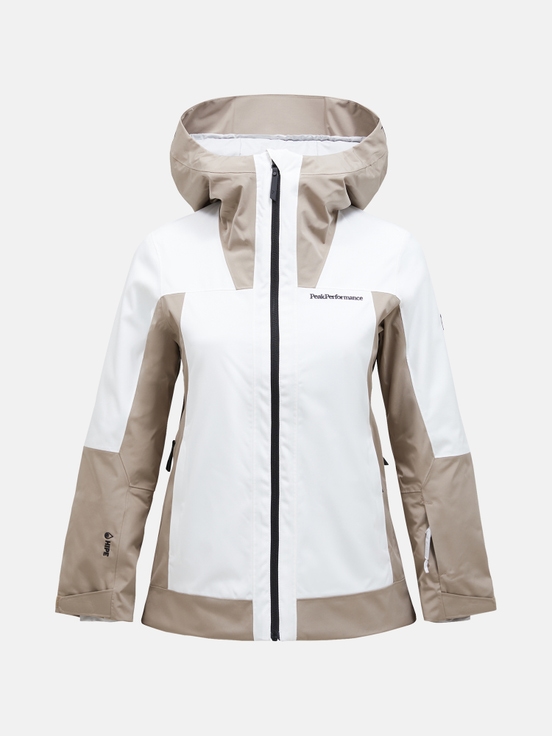 White / Beige Women Peak Performance Rider Tech Insulated Ski Jacket | US-ASHVN0746