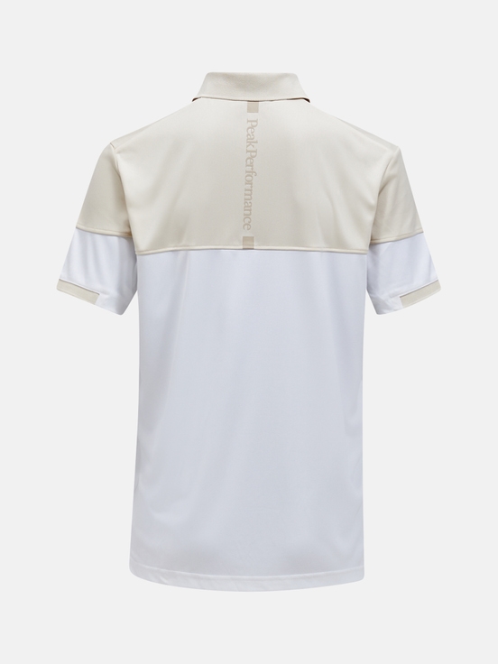 White / Cream Men Peak Performance Player Block Polo Shirts | US-VRQTM0894